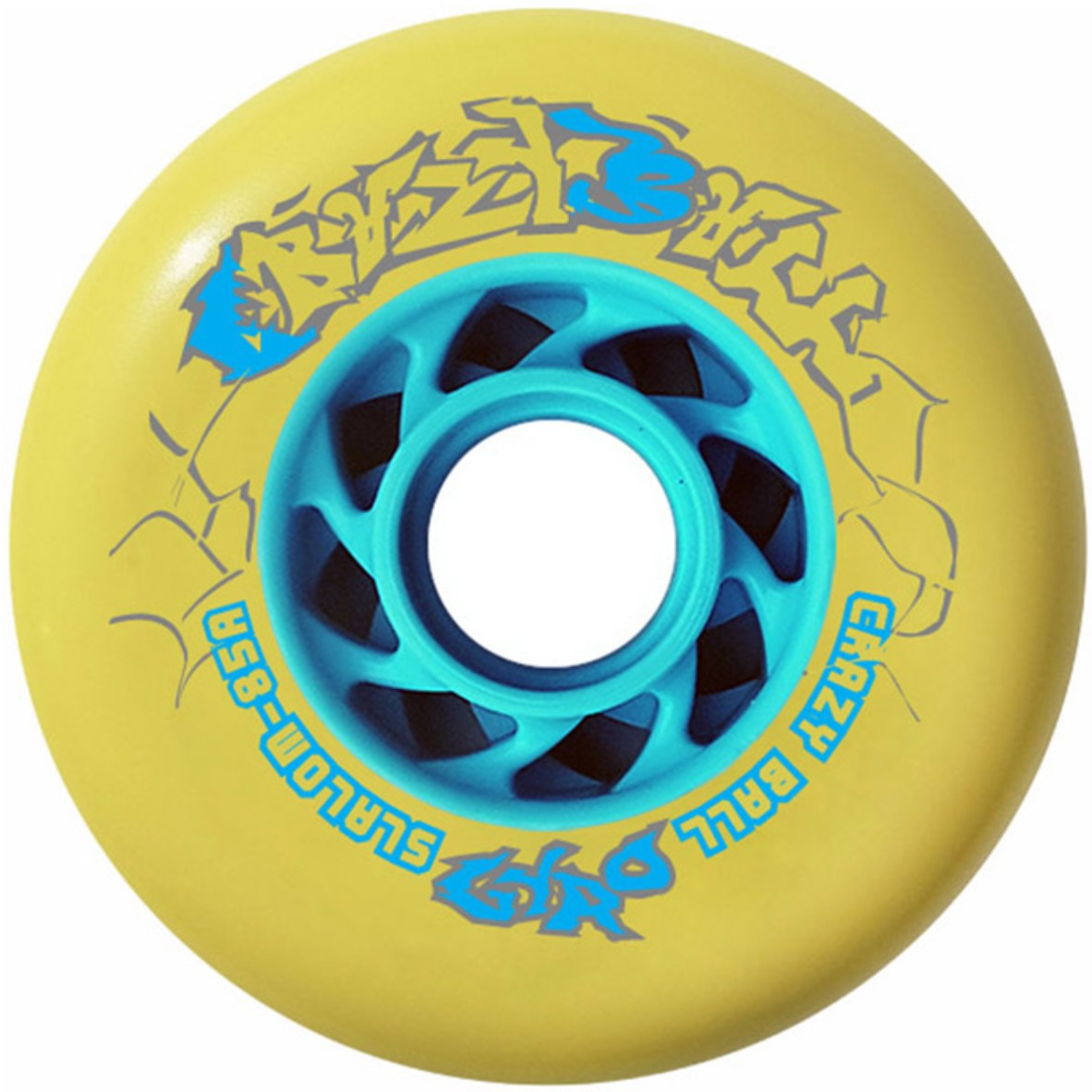 The yellow Gyro Crazyball speed slalom inlineskate wheel